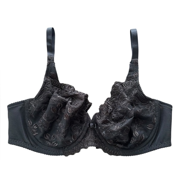 Wacoal size 34 C Black Lace Tulip Unlined Underwire Demi Bra 85702 - Picture 1 of 3